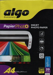 [AL5503] PAPIER PHOTO A4 260G 20F DOUBLE FACES ALGO