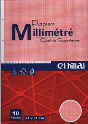 [EP-0033] BLOC PAPIER MILLIMETRÉ A4 10F EL-HILLAL